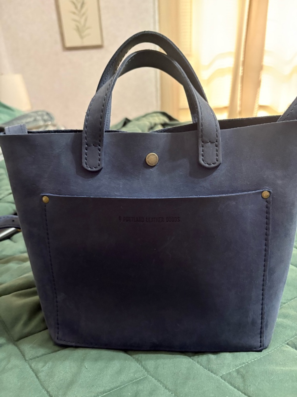 Portland Leather Navy Blue Leather Tote